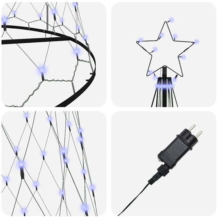 Albero di Natale LED Blu 138.5 x 138.5 x 399 cm Metallo 42018793