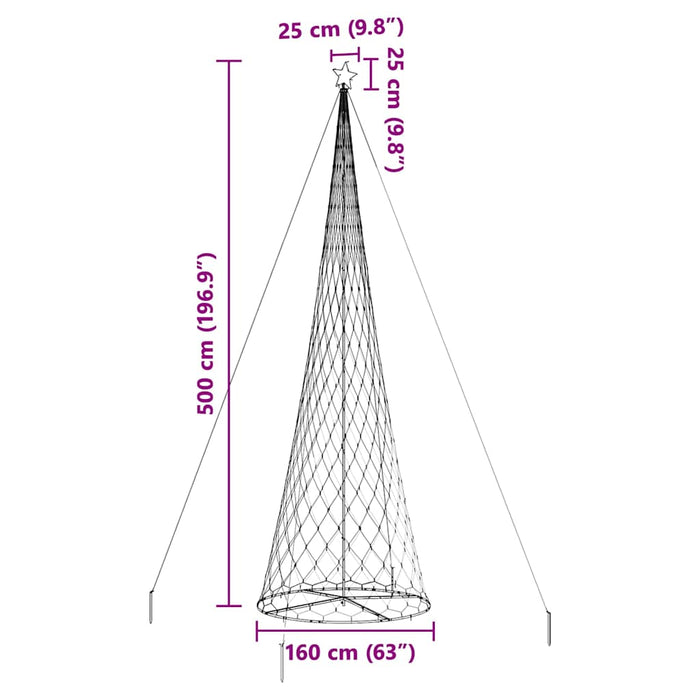 Albero di Natale LED Bianco caldo 160 x 160 x 500 cm Metallo 42018795
