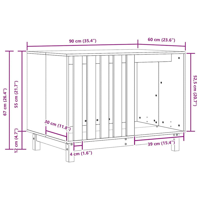 Cuccia per cani Marrone cerato 90 x 60 x 67 cm Pino massello 869961