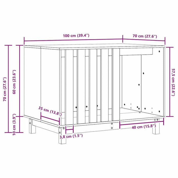 Cuccia per cani Marrone cerato 100 x 70 x 70 cm Pino massello 869964