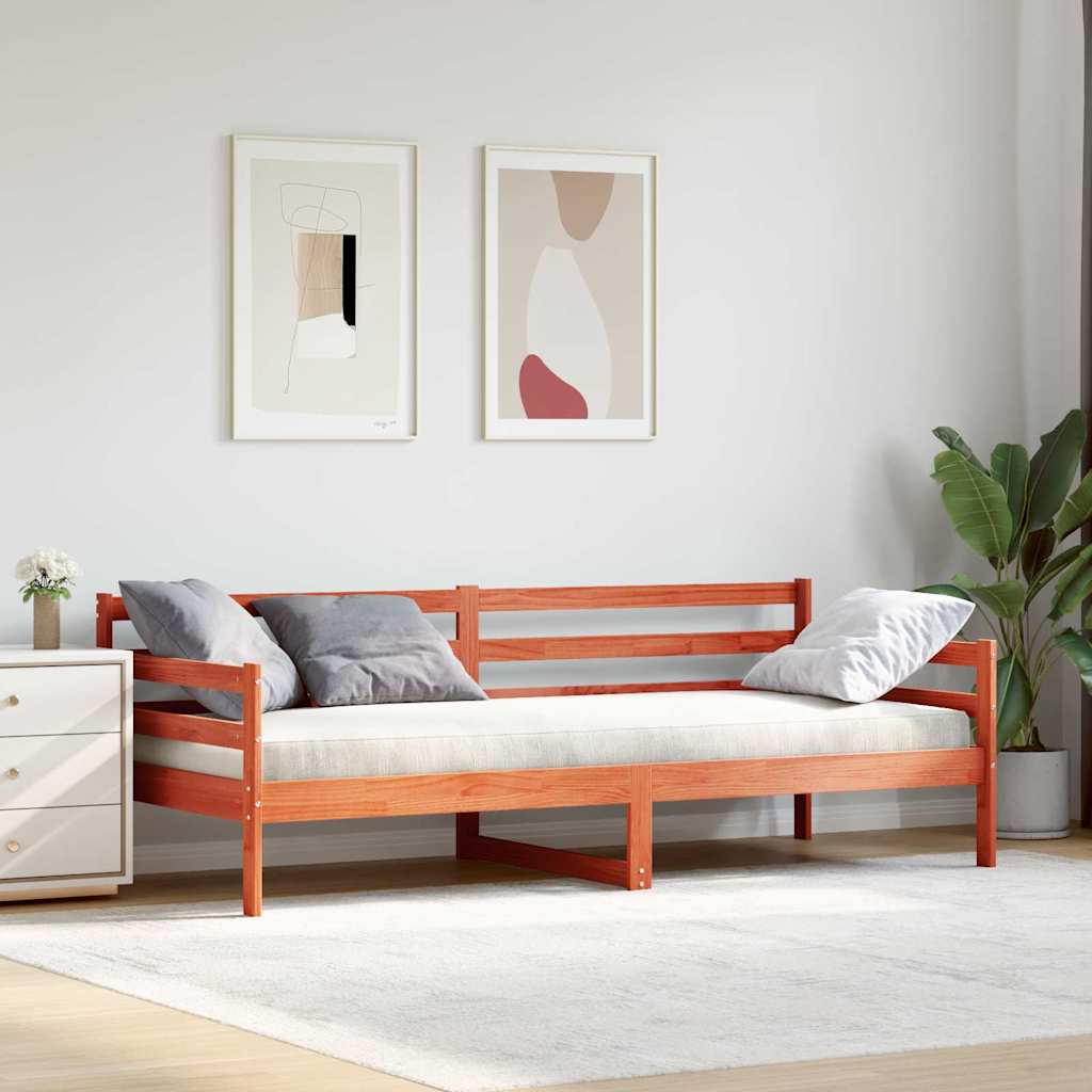 Letto Giorno con testiera Marrone cerato Pino massello 877048