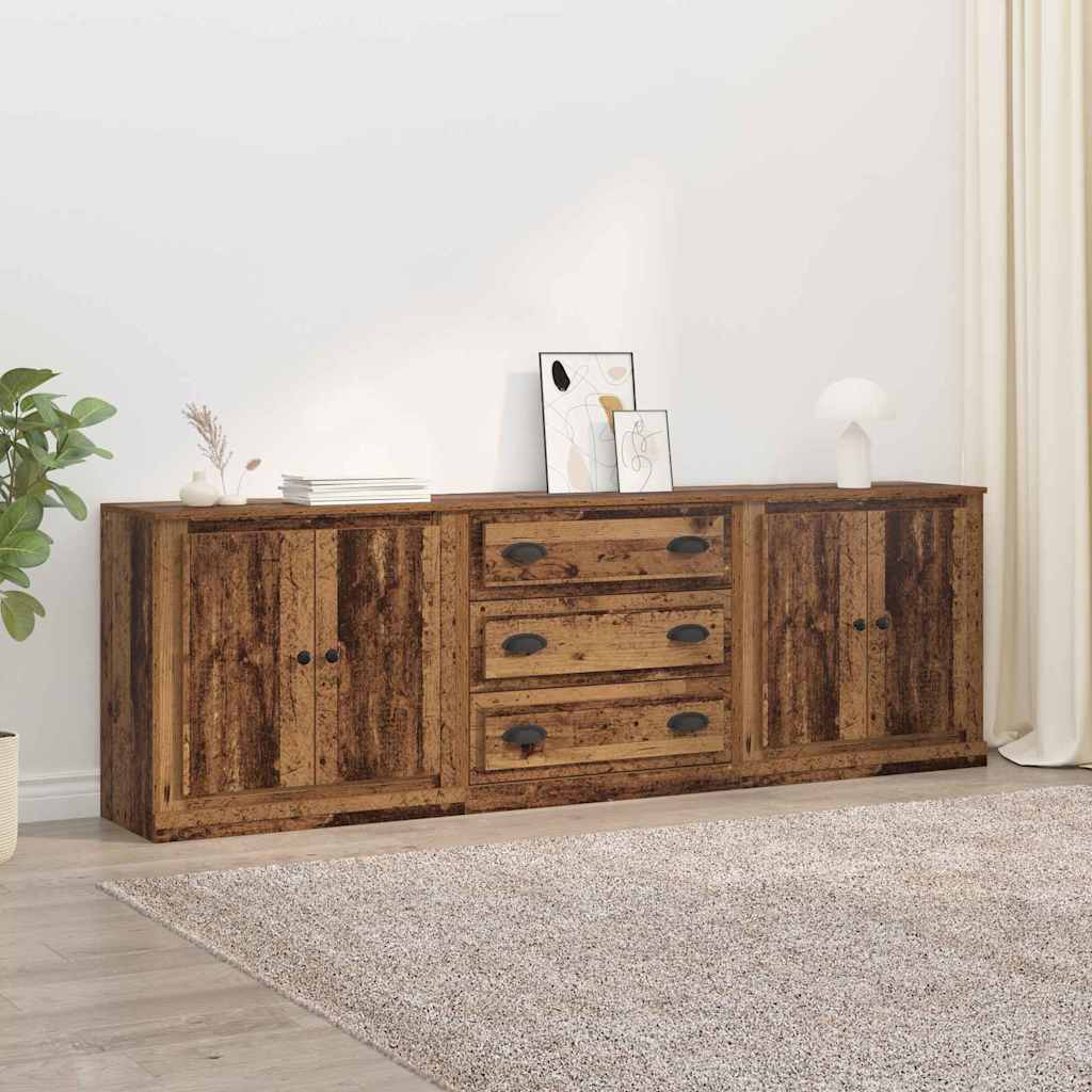 Sideboards con cassetto 3 pcs Rovere Nero 210 x 35,5 x 67,5 cm 3402649