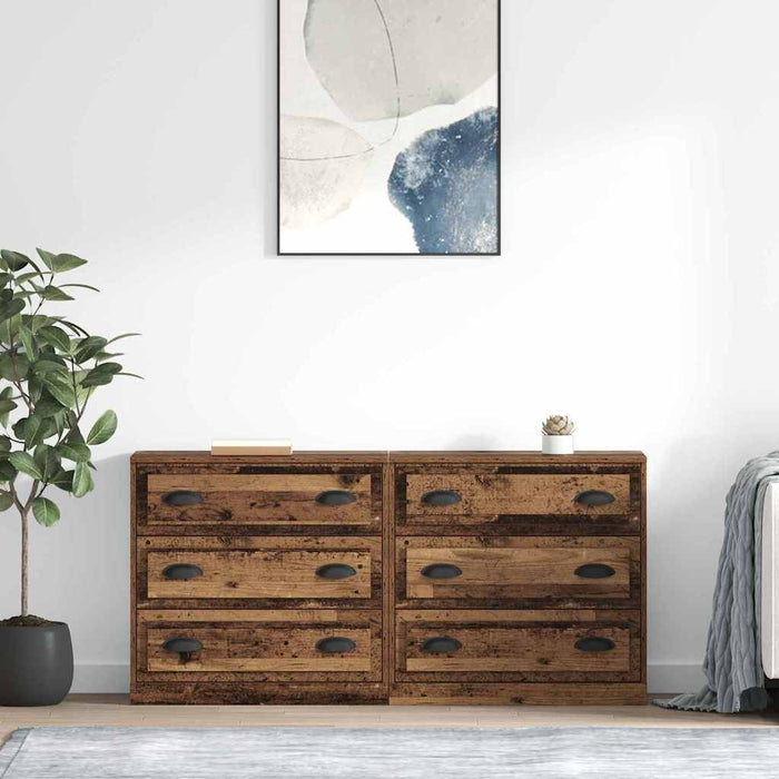 Sideboards con cassetto 2 pcs Legno vecchio 70 x 35,5 x 67,5 cm 3402653