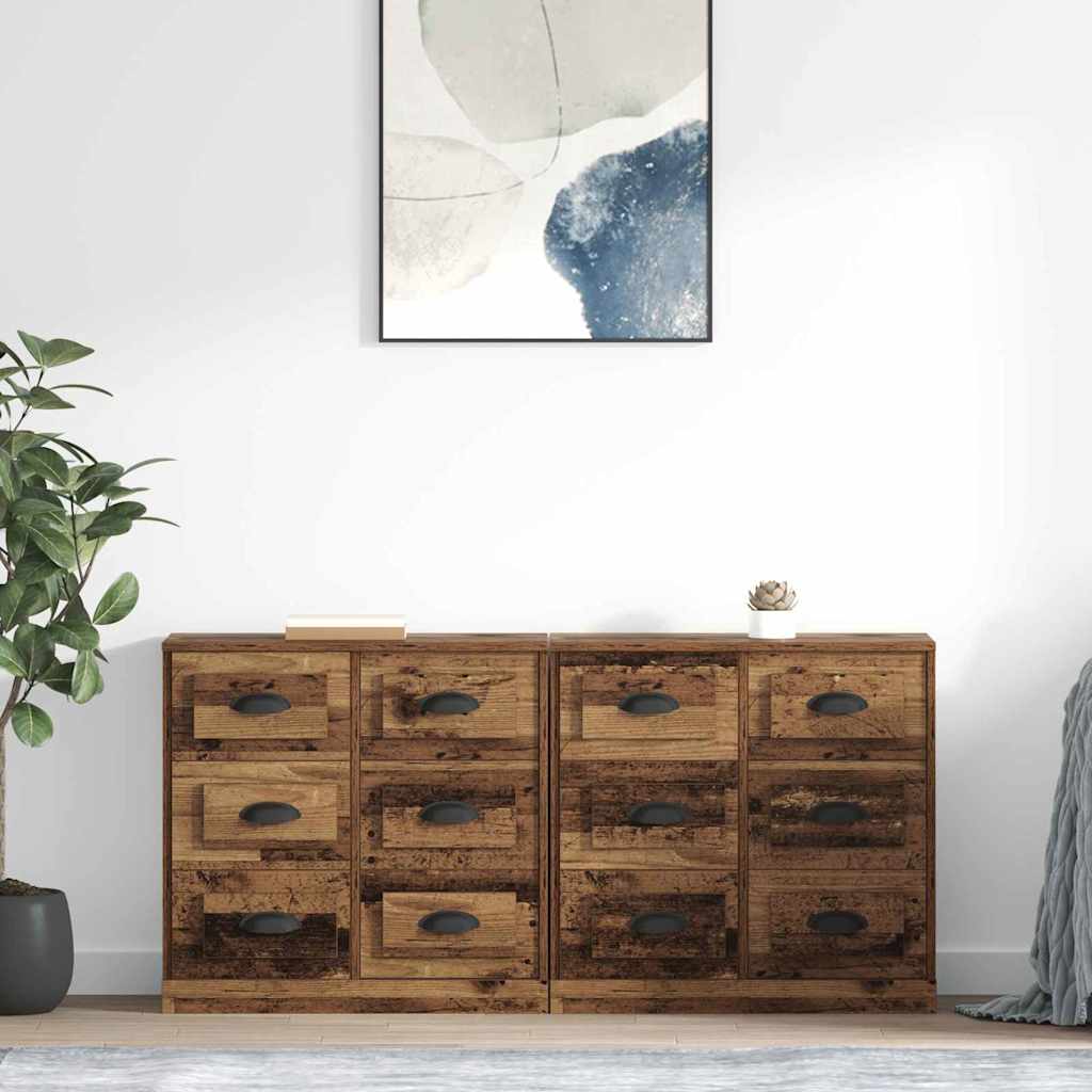 Sideboards con cassetto 2 pcs Legno vecchio 70 x 35,5 x 67,5 cm 3402665