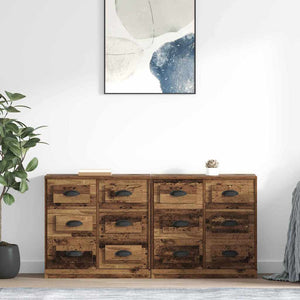 Sideboards con cassetto 2 pcs Legno vecchio 70 x 35,5 x 67,5 cm 3402665