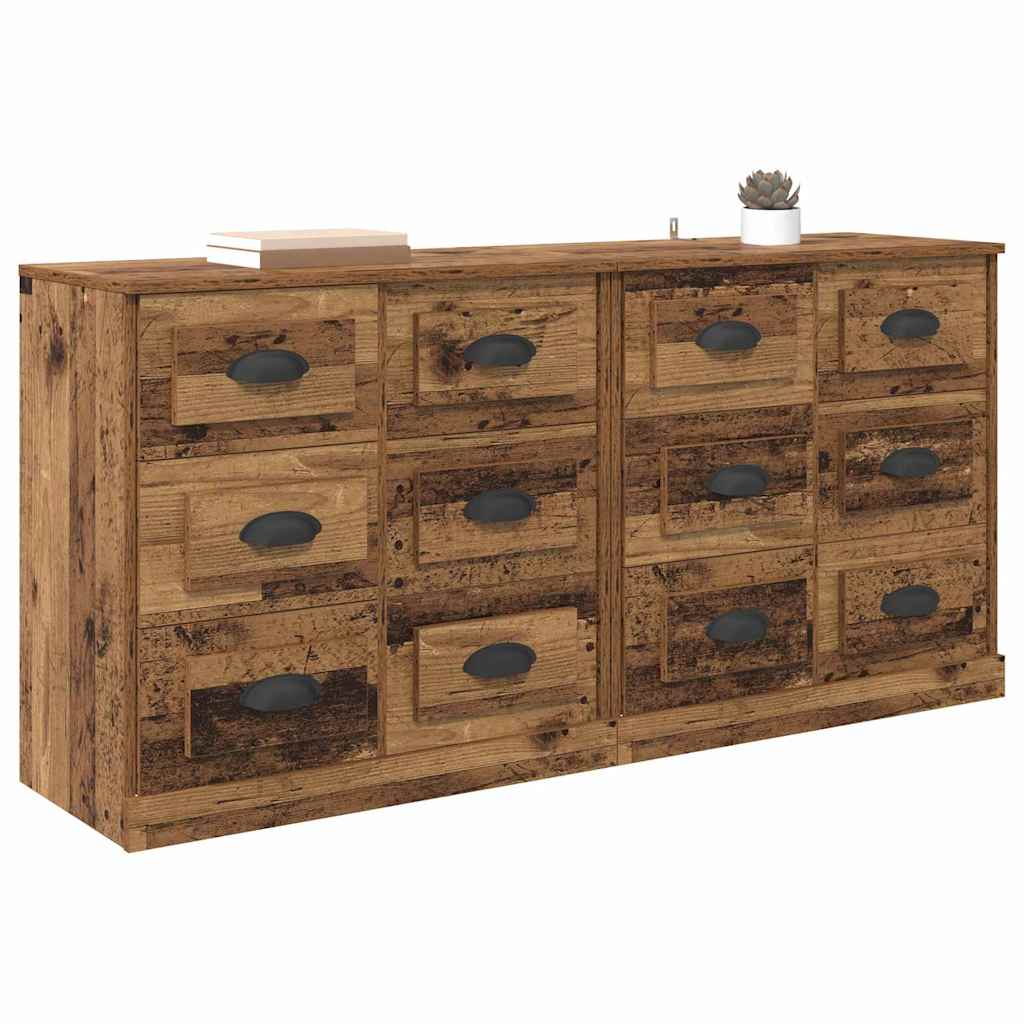 Sideboards con cassetto 2 pcs Legno vecchio 70 x 35,5 x 67,5 cm 3402665