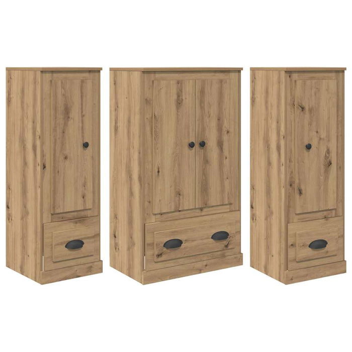Credenza 3 pz-Set di 3 Buffet-Armadio da cucina Rovere artigianale Legno multistrato 757909