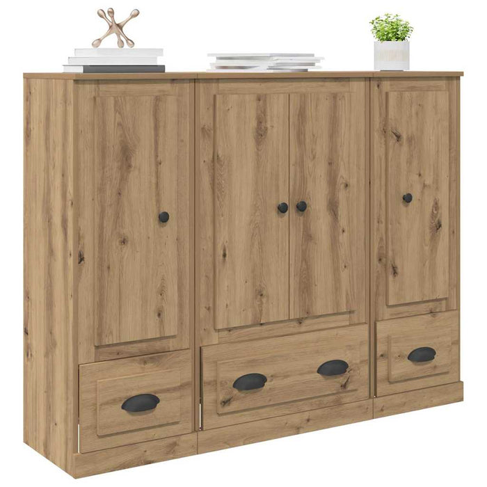 Credenza 3 pz-Set di 3 Buffet-Armadio da cucina Rovere artigianale Legno multistrato 757909