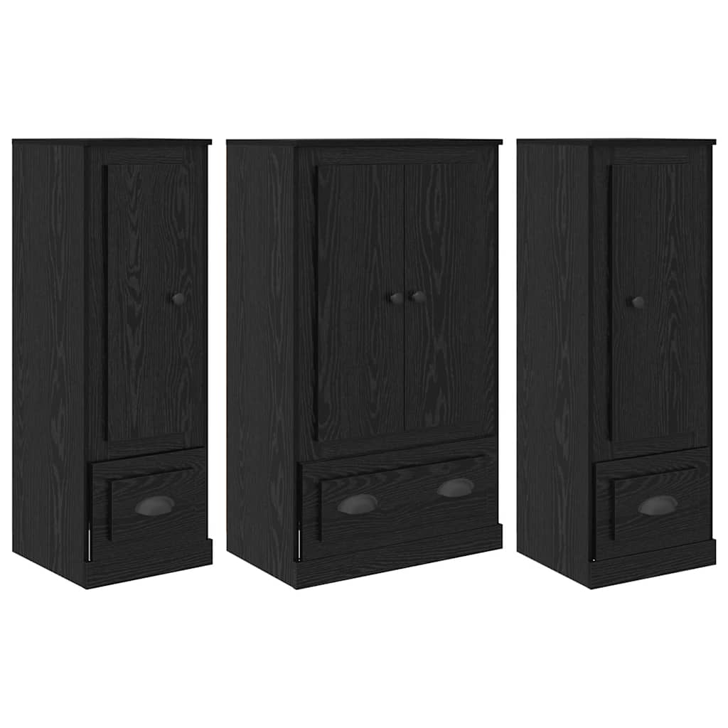 Credenza con cassetto 3 pcs Rovere Nero Legno multistrato 3402673