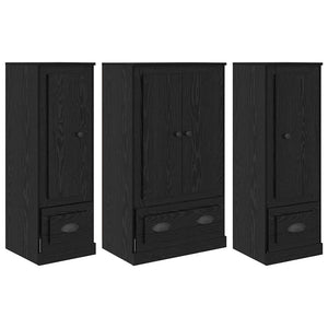 Credenza con cassetto 3 pcs Rovere Nero Legno multistrato 3402673