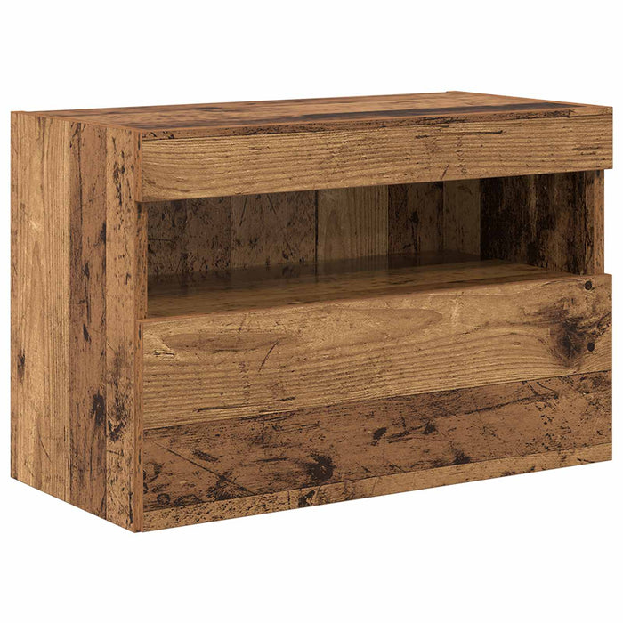 Set Mobile TV a Muro con Luci LED 7 pcs Legno vecchio 3402794