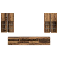 Set Mobile TV a Muro con Luci LED 7 pcs Legno vecchio 3402794