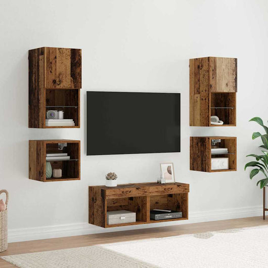 Unità per TV a Muro 8 pcs Legno vecchio Legno multistrato 3402920