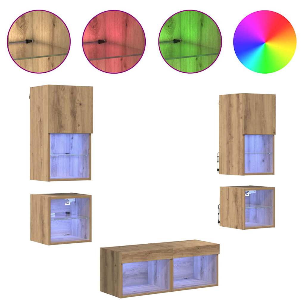 Unità per TV a Muro 8 pcs Rovere artigianale Legno multistrato 3402921