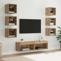 Mobile TV con cassetto-Credenza TV-Console TV 8 pcs Rovere artigianale Vetro