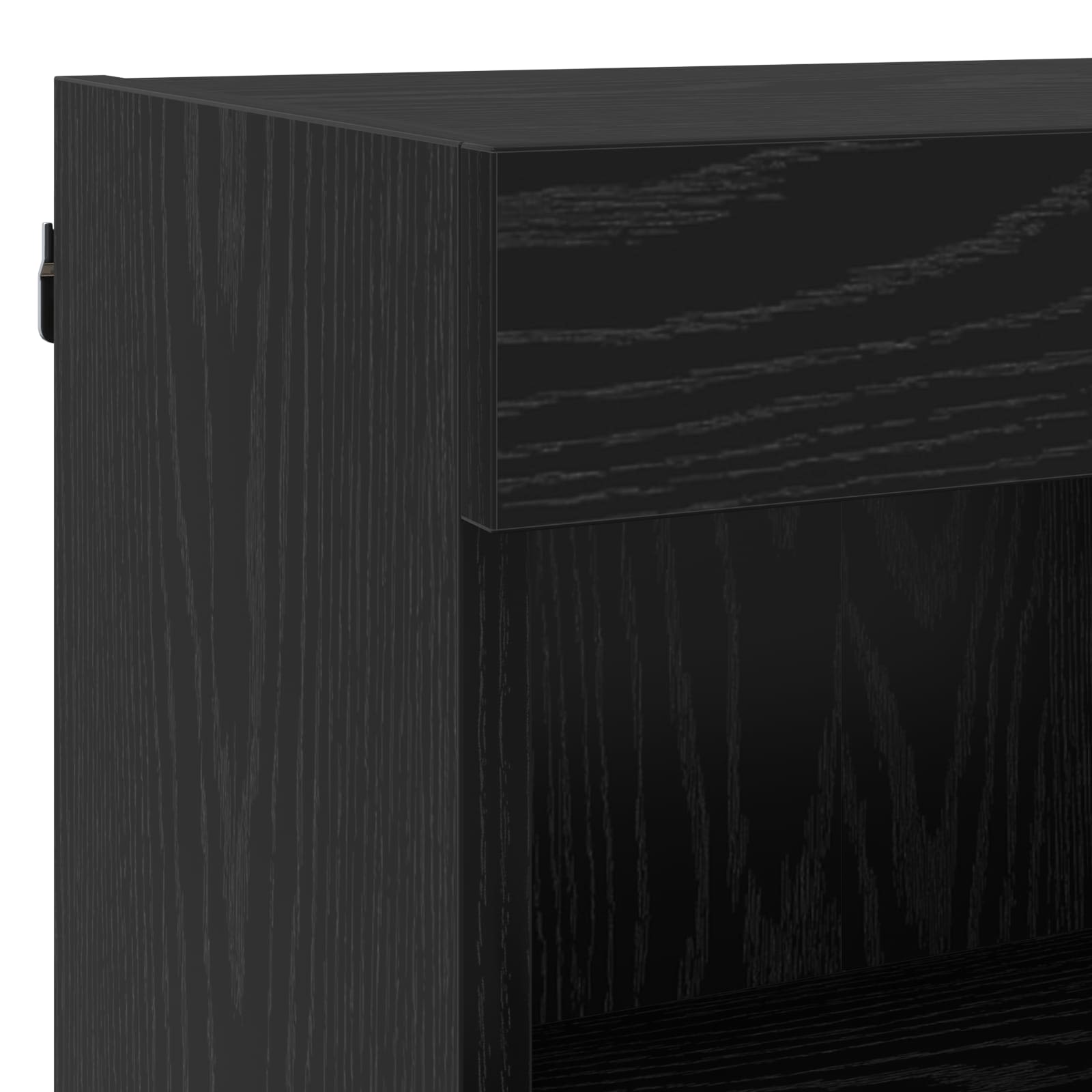 Mobile TV con luci a strisce a LED 8 pcs Rovere Nero Vetro 3402940