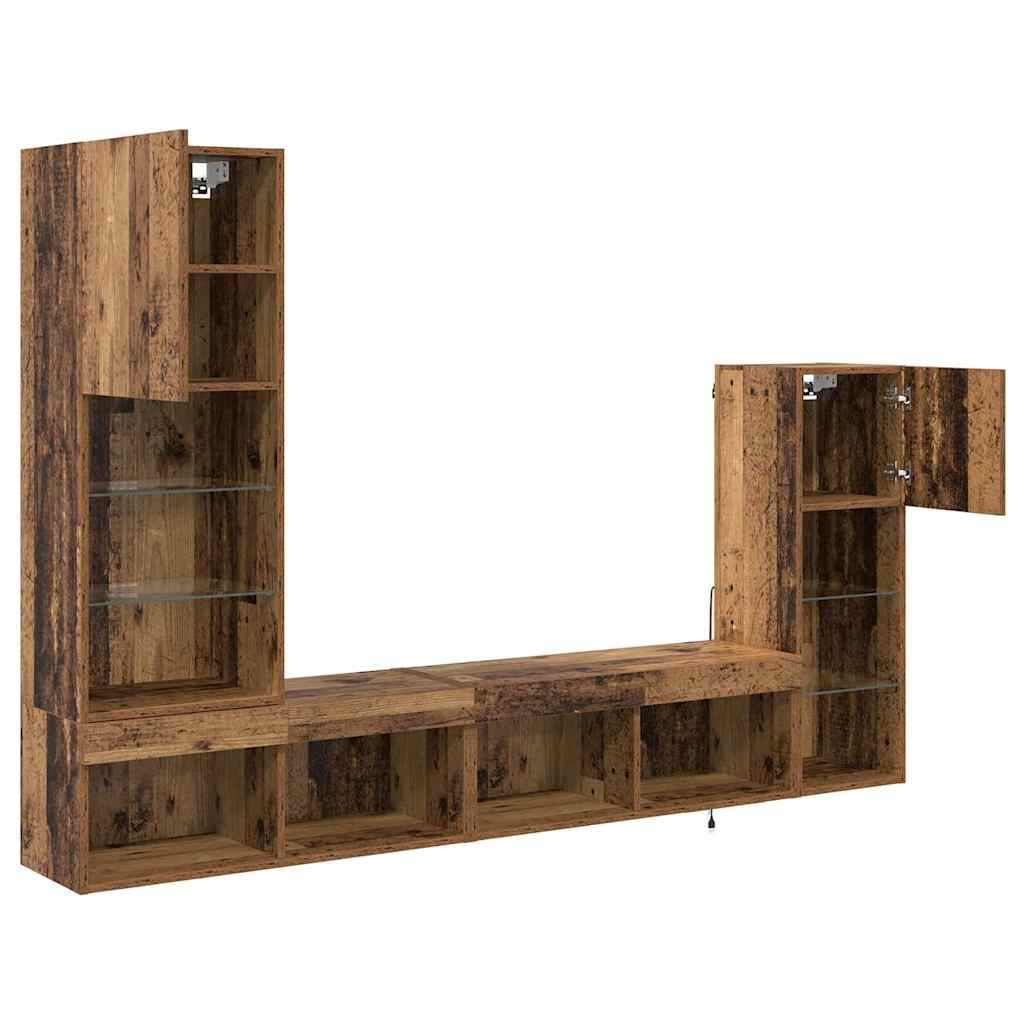 Unità per TV a Muro 4 pcs Legno vecchio Legno multistrato 3402944