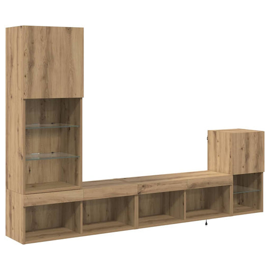 Unità per TV a Muro Rovere artigianale Legno multistrato 3402948