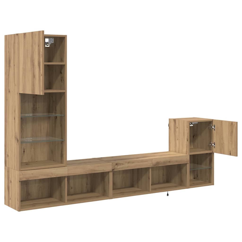 Unità per TV a Muro Rovere artigianale Legno multistrato 3402948