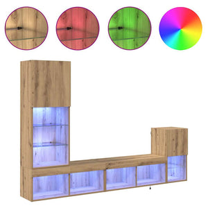 Unità per TV a Muro Rovere artigianale Legno multistrato 3402948