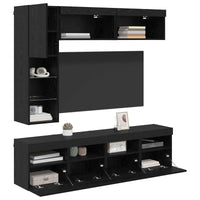 Mobile TV 7 pz-Mobile per TV-Credenza TV Rovere Nero Legno multistrato