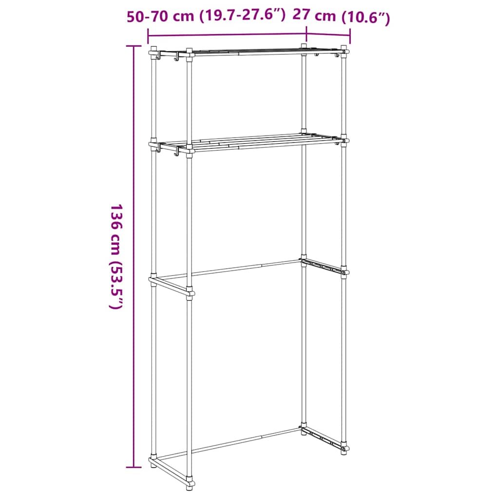 vidaXL Mensola per lavatrice Bianco 63 x 27 x 136 cm Alluminio