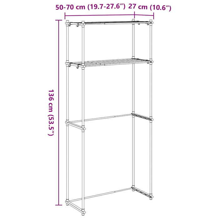 vidaXL Mensola per lavatrice Bianco 63 x 27 x 136 cm Alluminio