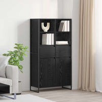 Credenza 2 pz-Set di 2 Buffet-Armadio da cucina Rovere Nero 81 x 36 x 150.5 cm Legno multistrato