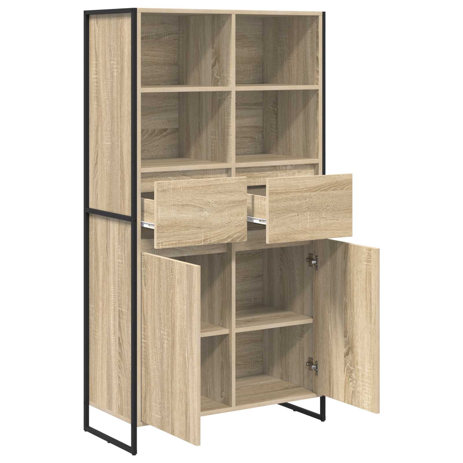 Credenza 2 pz-Set di 2 Buffet-Armadio da cucina Sonoma 81 x 36 x 150.5 cm Legno multistrato