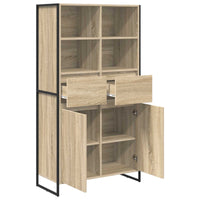 Credenza 2 pz-Set di 2 Buffet-Armadio da cucina Sonoma 81 x 36 x 150.5 cm Legno multistrato