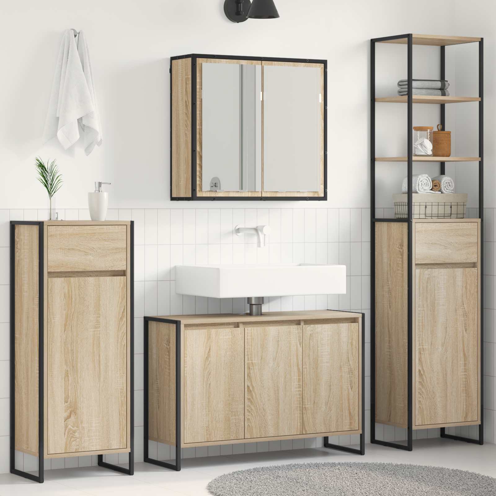 Set di mobili per il bagno Rovere Sonoma Legno multistrato 3403047