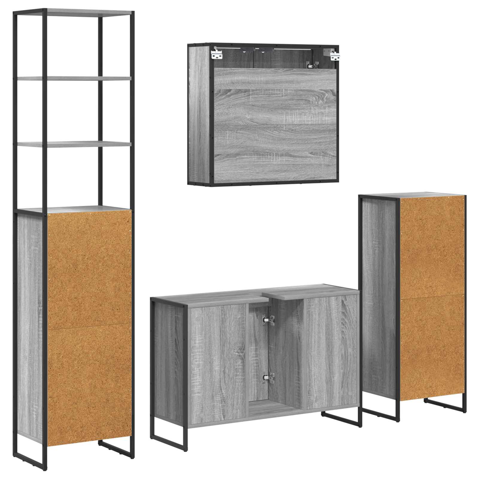 Set di mobili per il bagno Grigio Sonoma Legno multistrato 3403049