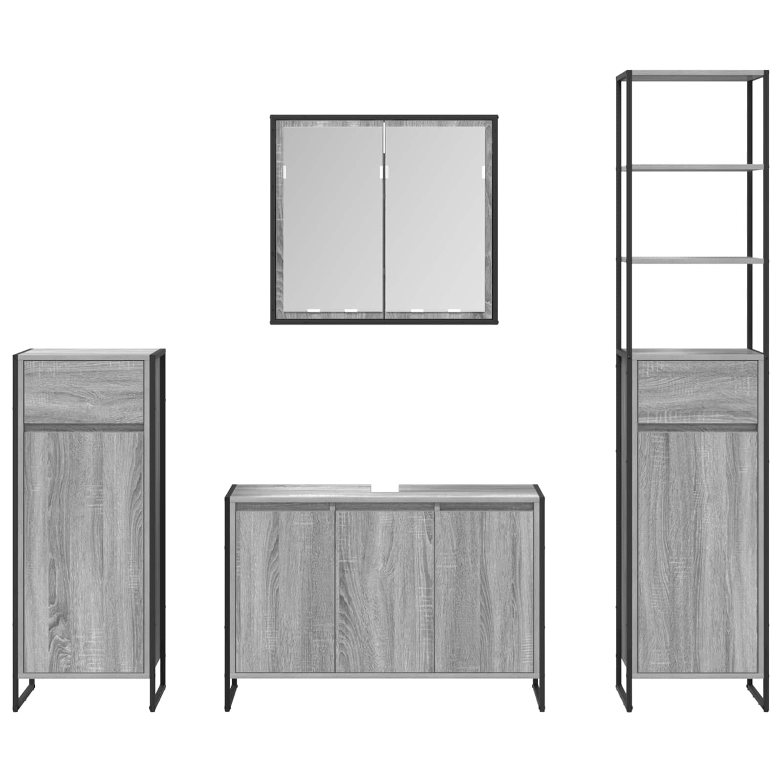 Set di mobili per il bagno Grigio Sonoma Legno multistrato 3403049