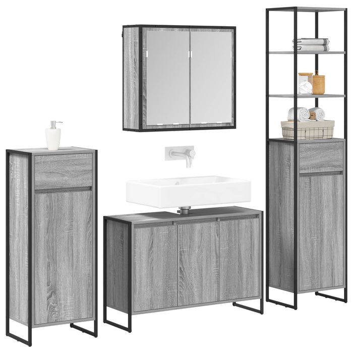 Set di mobili per il bagno Grigio Sonoma Legno multistrato 3403049