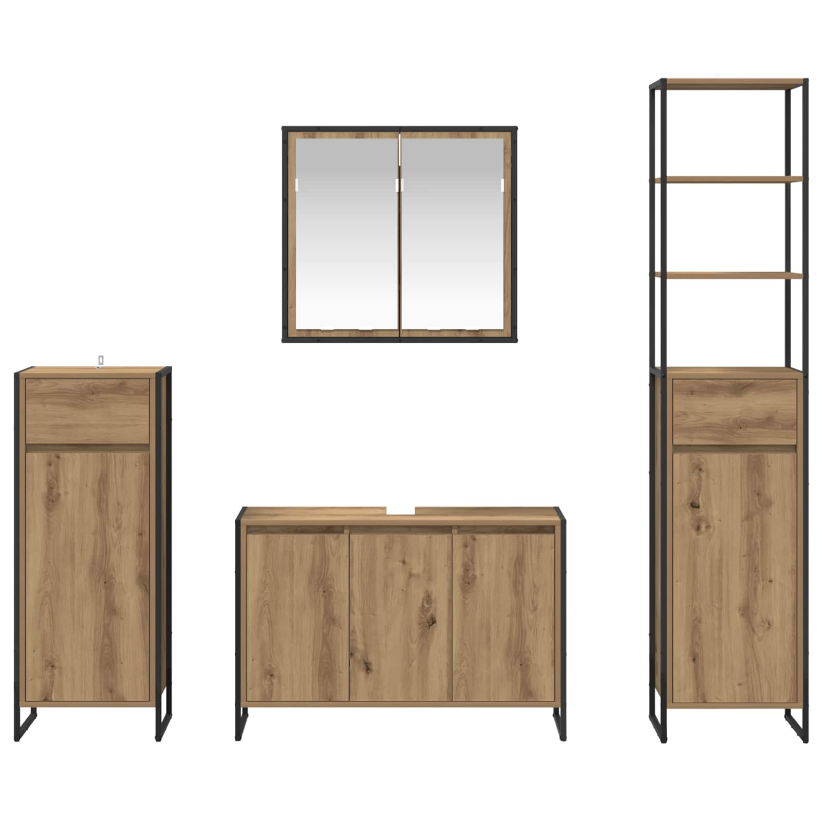 Set di mobili per il bagno Rovere artigianale Legno multistrato 3403051