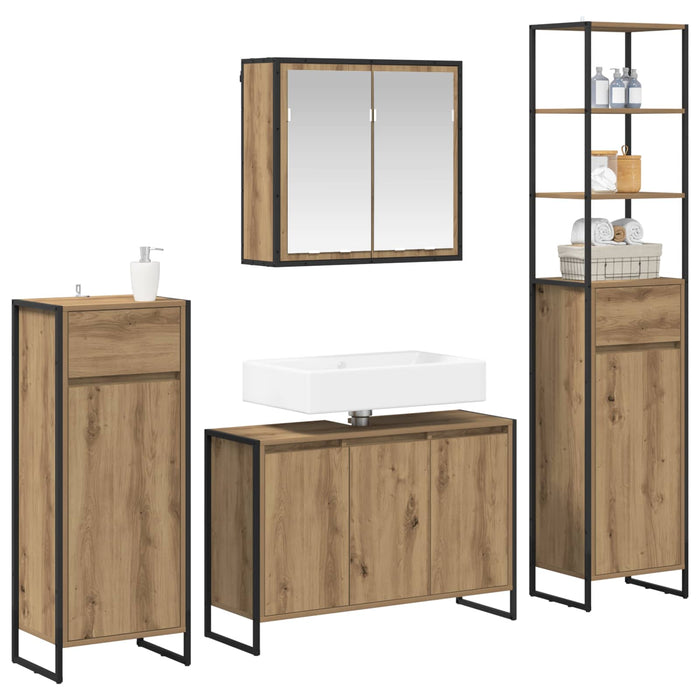 Set di mobili per il bagno Rovere artigianale Legno multistrato 3403051