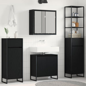 Set di mobili per il bagno Rovere Nero Legno multistrato 3403052