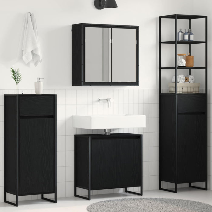 Set di mobili per il bagno Rovere Nero Legno multistrato 3403052