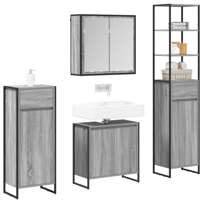 Set di mobili per il bagno Grigio Sonoma Legno multistrato 3403055