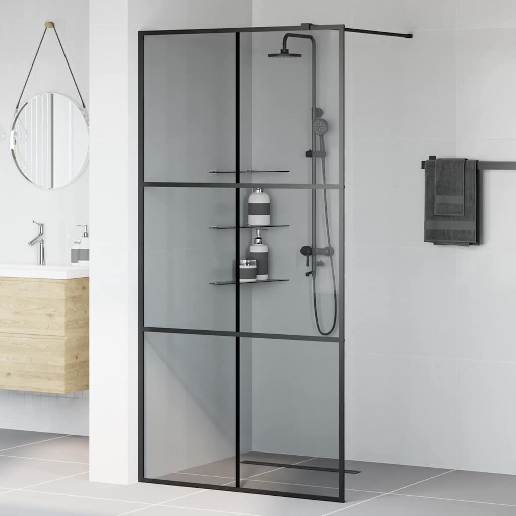 Parete Doccia Walk-in Nero 100 x 195 cm vetro temperato
