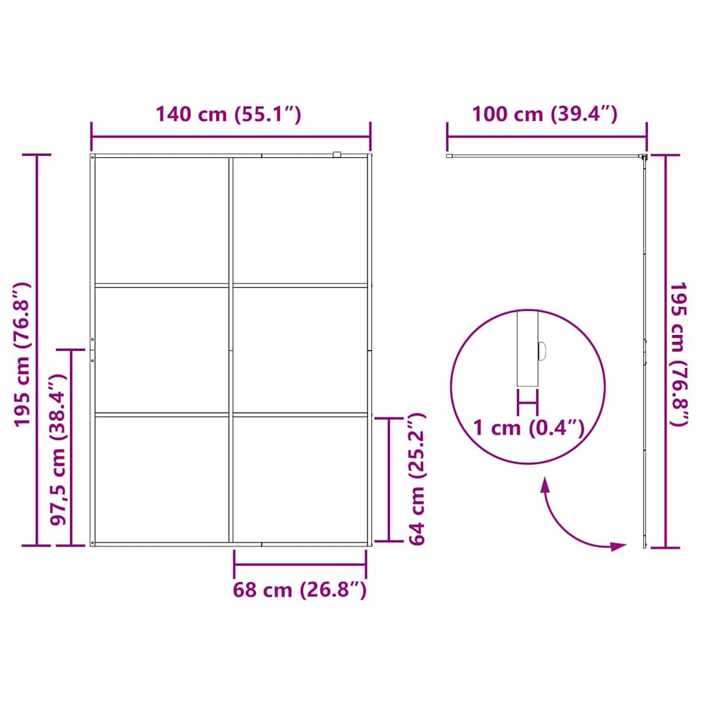 Parete Doccia Walk-in Oro 140 x 195 cm vetro temperato 42022056