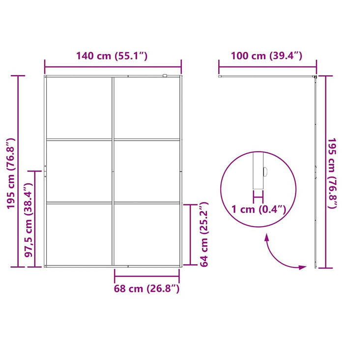 Parete Doccia Walk-in Oro 140 x 195 cm vetro temperato 42022056