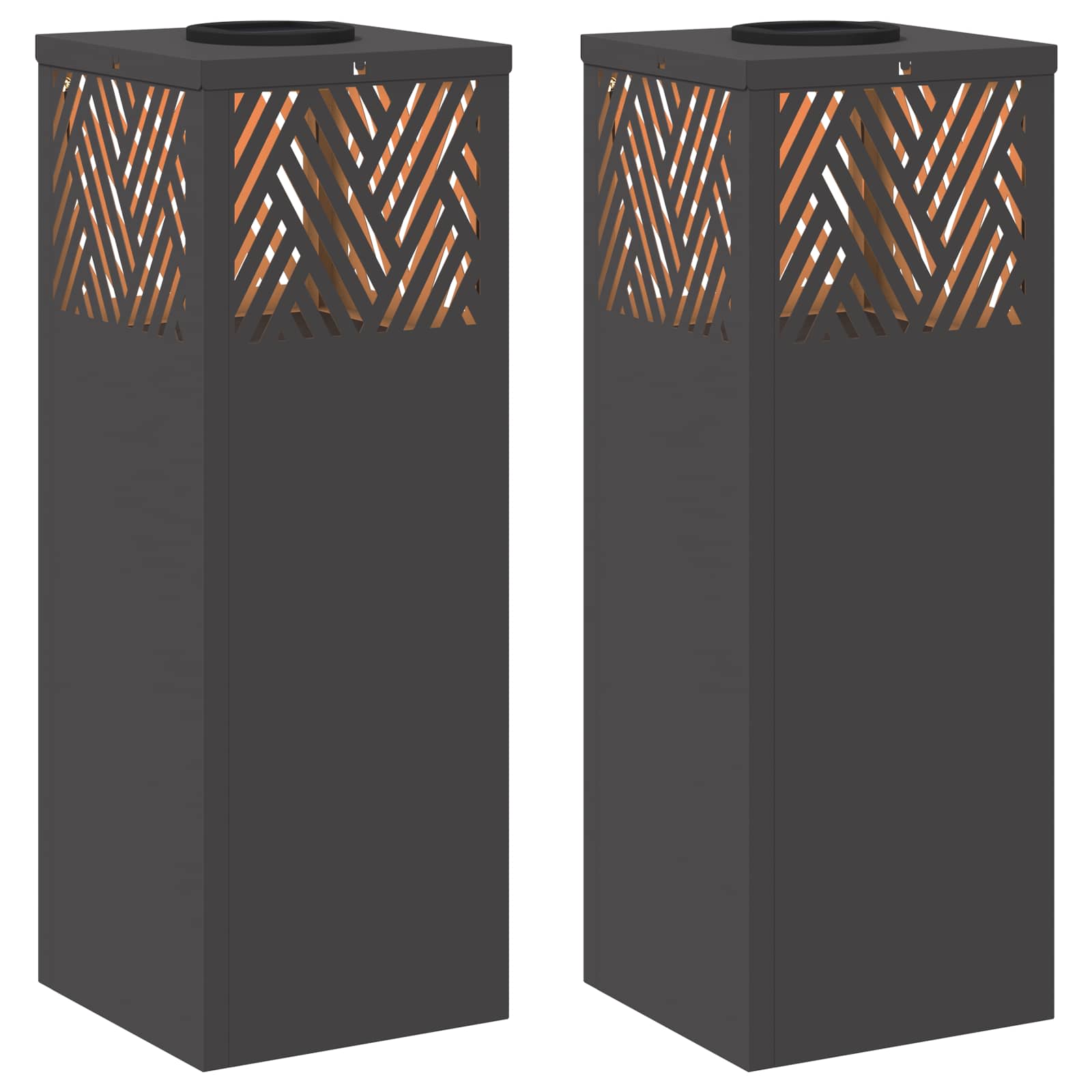 Faro LED solare per sentieri a spina di pesce 2 pcs Nero 879723