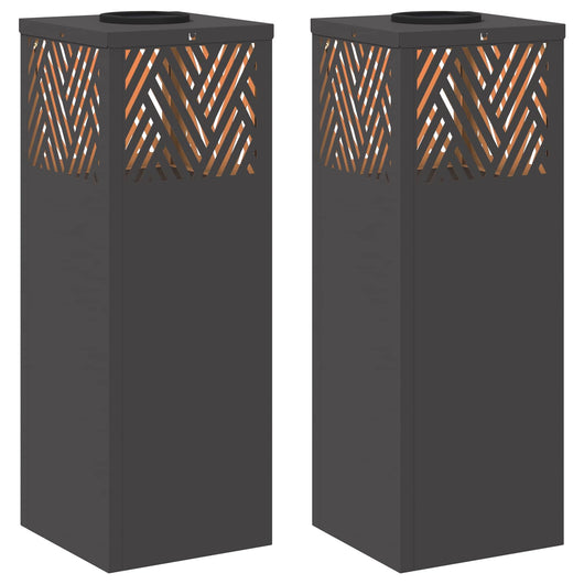 Faro LED solare per sentieri a spina di pesce 2 pcs Nero 879723