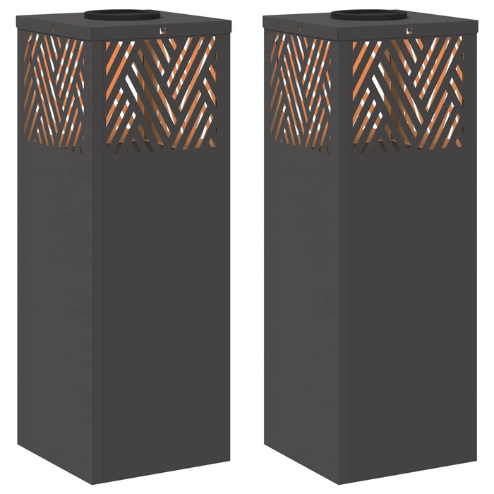 Faro LED solare per sentieri a spina di pesce 2 pcs Nero 879723