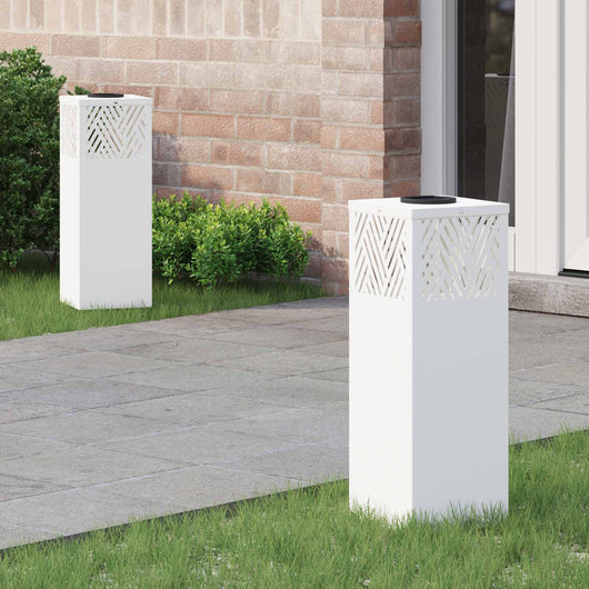 Faro LED solare per sentieri a spina di pesce 2 pcs Bianco 879724