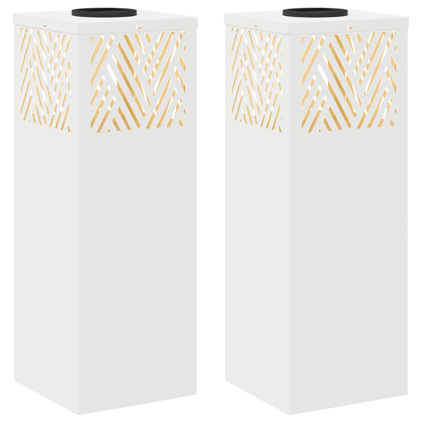 Faro LED solare per sentieri a spina di pesce 2 pcs Bianco 879724