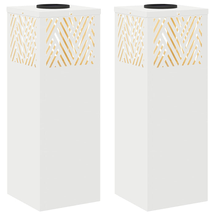 Faro LED solare per sentieri a spina di pesce 2 pcs Bianco 879724