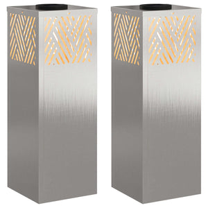 Faro LED solare per sentieri 2 pcs Acciaio inossidabile 879727