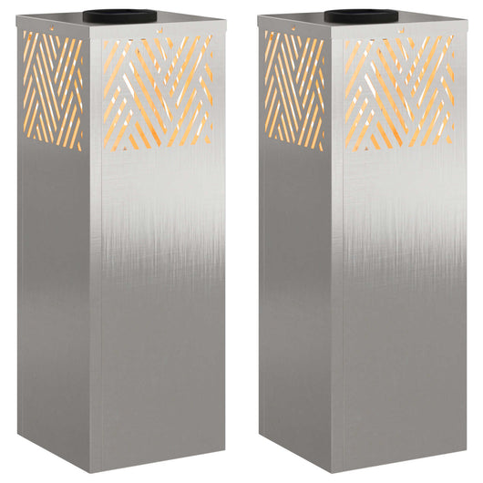 Faro LED solare per sentieri 2 pcs Acciaio inossidabile 879727